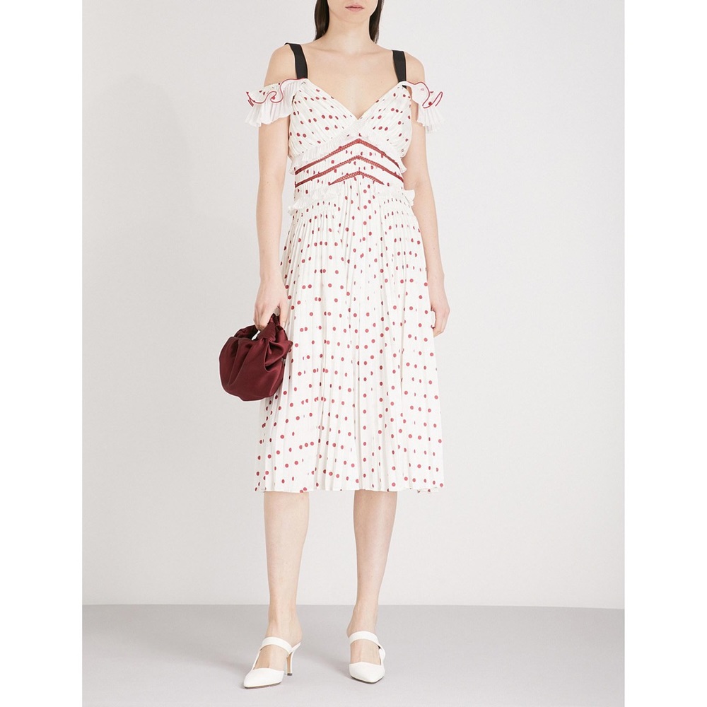 NWT Self Portrait Cold Shoulder Dot Cocktail Dress